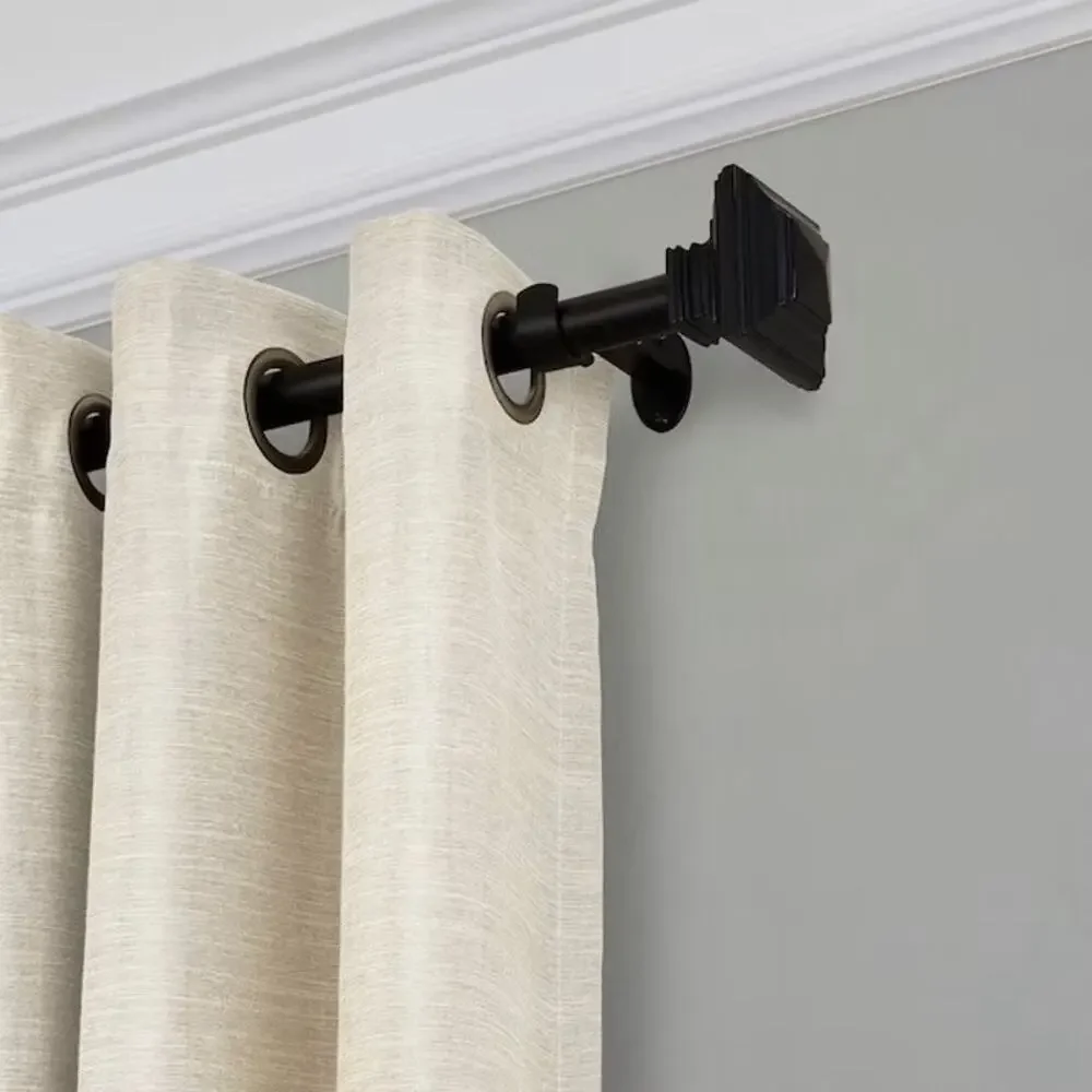 Elrene Florence Antique Black Iron Curtain Rod with Finials 28 to 48 in